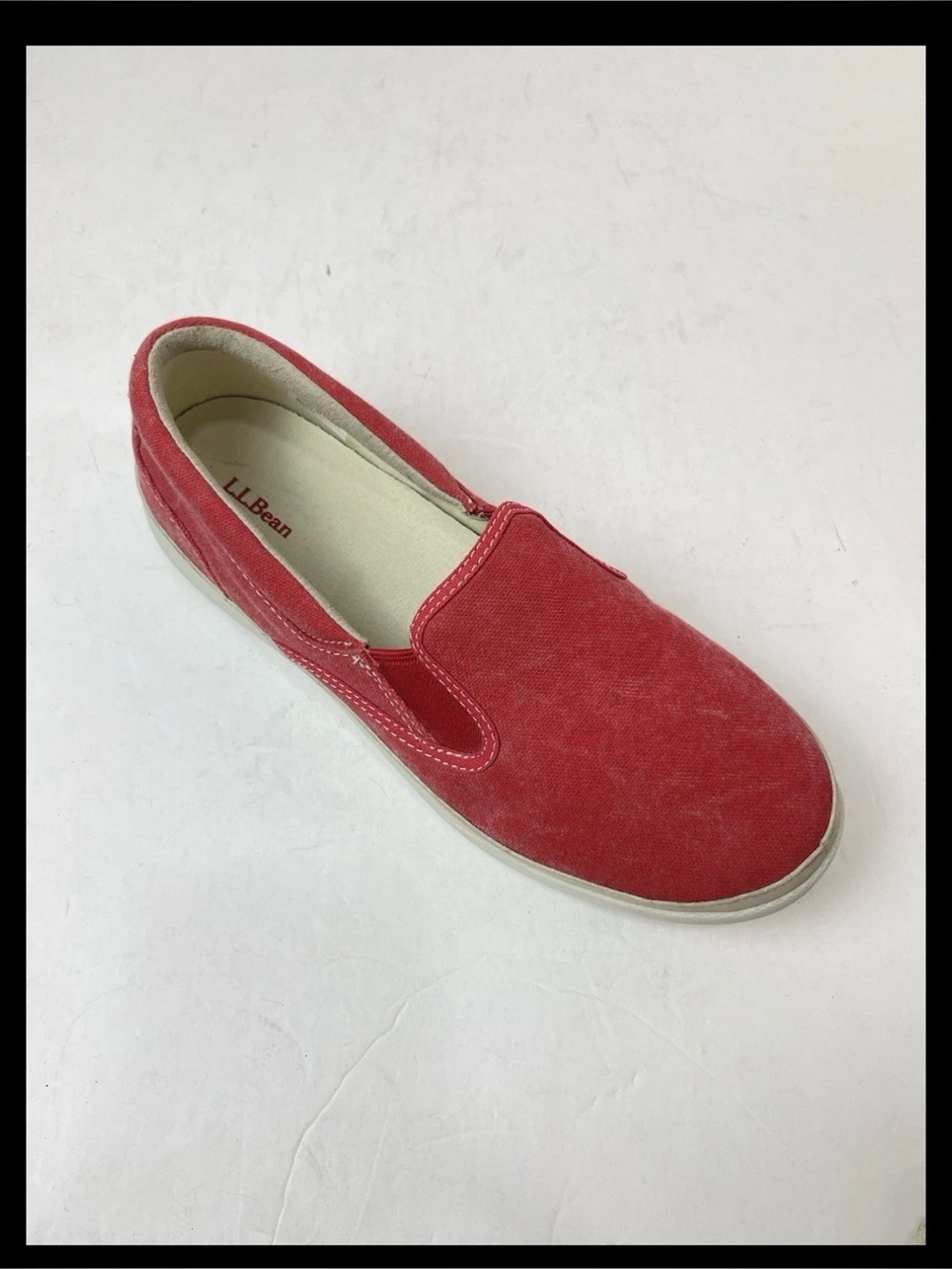 LL Bean Burnt Red Women's Canvas Slip-On Shoes Sneakers‎ Size 10 Wide 274904